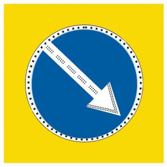 Дорожный знак 4.2.1, 4.2.2  900x900 (щит с желтым фоном) светодиоды по контуру и стрелке