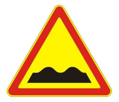 1.16 — Неровная дорога - временный дорожный знак на желтом фоне