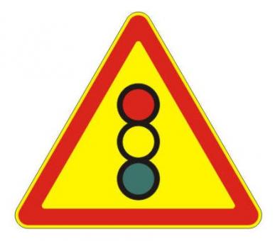 1.8 — Светофорное регулирование - временный дорожный знак на желтом фоне