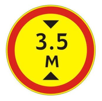 3.13 — Ограничение высоты - временный дорожный знак на желтом фоне
