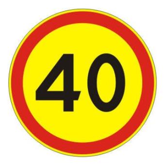 3.24 — Ограничение максимальной скорости 40 (на желтом фоне)